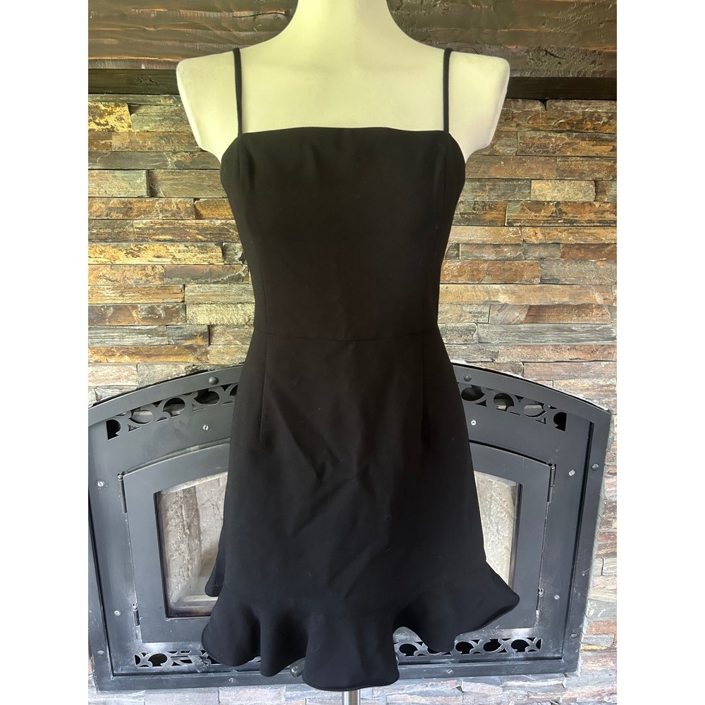French Connection Black Ruffle Hem Sleeveless Dress 10